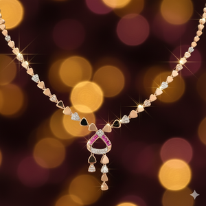 18K Rose Gold Diamond Necklace Set Modern Geometric Fine <b>Jewelry</b> - Product Image 1