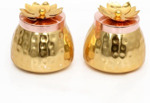 Unique Design Heavy Brass Spice <b>Storage</b> Tin <b>Kitchen</b> Organizer Jar for Powder Grains Coffee Rustproof Polish For Export Selling - Product Image 5