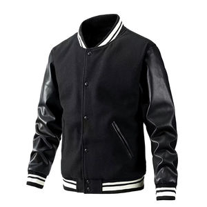 Vente en gros Varsity Jackets Stand Plus Doublure matelassée en coton Manches en cuir de laine Chauffant Chaud CollegeBaseballjacket pour hommes - Product Image 6