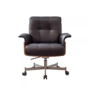 Chaise de bureau de direction moderne à dossier haut, réglable en hauteur, base métallique, accoudoirs fixes, ergonomique, pivotante, pour ordinateur - Product Image 3