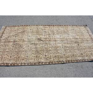 พรมตุรกีคลาสสิกวินเทจ3.6 X 7.7ft เบจขนสัตว์สีน้ำตาลพื้นที่ขนาดใหญ่เย็บปะติดปะต่อกันการออกแบบสี่เหลี่ยมผืนผ้าสำหรับยางพรมห้องโถงห้อง - Product Image 3