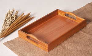 Bandeja de Servir de Madera Natural Grabada con Láser Personalizada, Plato Ovalado Decorativo de Madera para Desayuno con Asas de Cuero para Comida y Café - Product Image 2