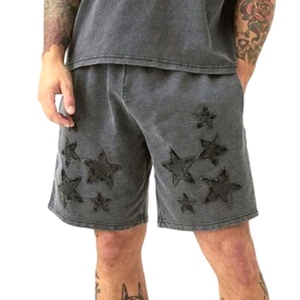 Conjunto de Camiseta y Pantalones Cortos Oversize de Mezclilla con Lavado Ácido y Apliques de Estrellas para Hombre, Estilo Urbano - Product Image 6