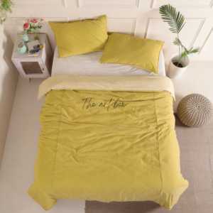 เตียงผ้าลินินแบบพกพาพับได้สำหรับบ้านโรงแรมงานแต่งงานผ้าปูเตียงที่ระบายอากาศได้ดีสีเหลืองมะนาว - Product Image 1