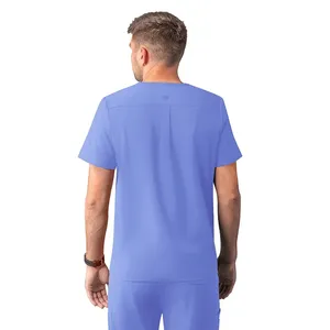 Conjunto de Uniformes Médicos Elásticos de Spandex OEM de Manga Corta para Enfermería, Top y Pantalón para Unisex - Product Image 6