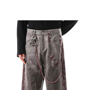 पुरुषों और महिलाओं के लिए अमेरिकी शैली रेट्रो विंटेज हाई स्ट्रीट सीधे-पैर से परेशान डेनिम पैंट - Product Image 4