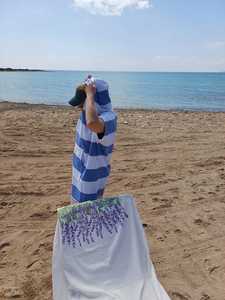 Poncho en coton turc de bonne qualité à capuche plage piscine Spa modèle séchage rapide absorbant l'eau tous les jours plaine coloré Marine - Product Image 2