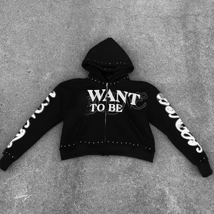 Ensemble sweat à capuche et pantalon évasé personnalisé en polyester/coton avec patch appliqué et broderie vieillie, style streetwear, délavé à l'acide, pour l'hiver - Product Image 2