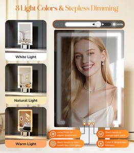 Rechargeable Modern Design Vanity <b>Mirror</b> 3 Color Modes <b>Lighted</b> <b>Mirror</b> Touch Control Phone Holder LED Desktop <b>Mirror</b> Salon Villa - Product Image 5