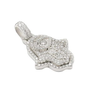 Colgante de diamante natural de oro de 14 quilates con ajuste pavimentado elegante de joyería fina colgante de diamante fino con encanto personalizado de Hamsa - Product Image 4