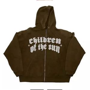 เสื้อฮู้ดผ้าฝ้ายปักลายแบบกำหนดเอง,เสื้อฮู้ดพิมพ์ลายพองขนาดใหญ่พิเศษซักด้วยกรดน้ำหนักเบา - Product Image 4