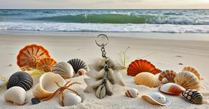 Seashell Keychain with Cowrie Shells Beach Inspired Accessory - Product Image 4