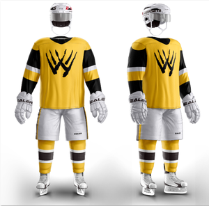 Ensemble d'uniformes de hockey sur glace 100 % polyester imperméable et respirant, personnalisable avec logo, prix de gros, sublimation 2025, vêtements de sport d'équipe - Product Image 4