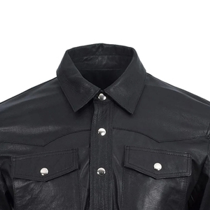 Chemise en cuir la plus vendue Polo en cuir avec col 2025 Nouveau design classique Chemises en cuir pour femmes en vente 2025 Nouveau style décontracté pour femmes - Product Image 6