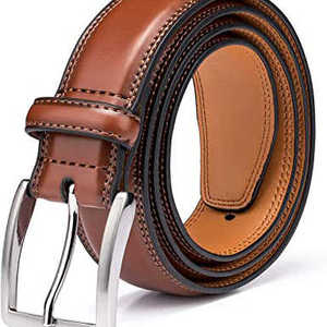 Ceintures à boucle en cuir véritable dernier modèle pour hommes sur mesure Ceinture pour hommes à boucle ardillon classique de couleur unie à la mode - Product Image 1