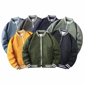 Veste coupe-vent pour homme, parka, couleur unie, fermeture éclair intégrale, veste bomber, veste de baseball, veste varsity, streetwear - Product Image 1