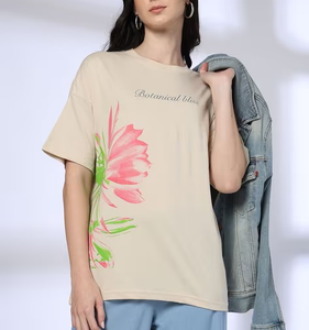 Camiseta de Manga Corta Extra Grande para Mujer, con Hombros Caídos, Logotipo Personalizado de Primera Calidad, Gruesa, 240 GSM, 100% Algodón, Diseño Casual con Cuello Redondo - Product Image 5