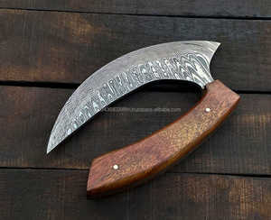 Cuchillo cortador de pizza multiusos ecológico de plata de acero inoxidable Tang completo tradicional con Funda de cuero - Product Image 3