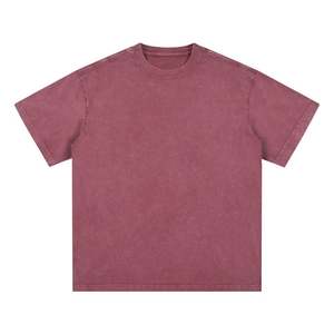 Haute qualité couleur unie cercle cou lavé à l'acide populaire personnalisé unisexe t-shirts impression personnalisée surdimensionné Boxy Fit t-shirts - Product Image 5