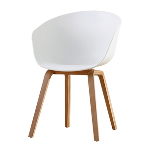 Scandinavian-Style Backrest Dining Chair-BFG044-<b>Plastic</b> and Wood Seat - Product Image 1