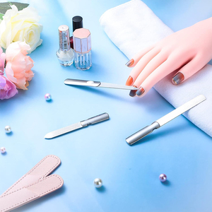 Juego de limas de uñas de la mejor calidad, limas de uñas de manicura y pedicura personalizadas lavables de acero inoxidable con mango plano - Product Image 6