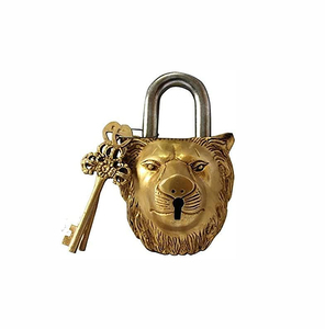 Heavy Duty Brass Key <b>Padlock</b> with Tiger Face Design Safety round Hook Shape Door Lock - Product Image 1