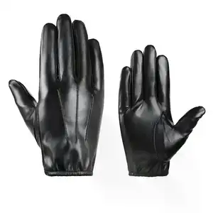 最新款式冬季保暖涤纶衬里连指手套男女低价保暖冬季皮手套带定制标志