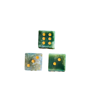 Pierre d6 dés cube mousse agate pierre précieuse naturelle pierre de cristal d6 dés pierre gravée points personnalisés ensembles de dés Vikings grossiste - Product Image 5