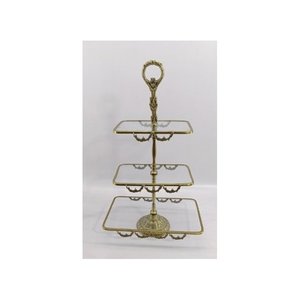 Qualité de forme ronde de conception carrée de support de gâteau à trois niveaux de fil en métal la meilleure pour le service - Product Image 1