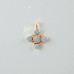 Colgante de Cruz de Plata 925 con Aguamarina Natural — Amuleto de Piedra de Nacimiento de Marzo, Joyería Espiritual para Mujer - Product Image 1