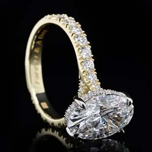 Anillos de Compromiso y Boda de Plata S925 con Oro Real en Oferta, Anillos de Compromiso con Diamantes de Corte Ovalado, Moissanita - Product Image 6