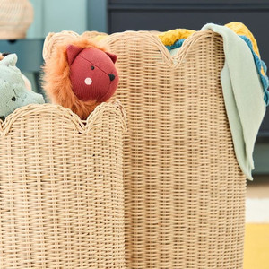 Panier à pétoncles en rotin tissé boho suspendu élégant parfait pour le panier à vêtements panier de rangement de jouets fabriqué au Vietnam - Product Image 5