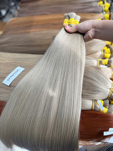 Super Double Drawn 100% Vietnamese Natural Human Hair Natural Wavy Natural Straight Color #1 #<b>PLA</b> #Brown 50-70cm - Product Image 2