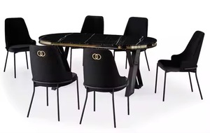 Ensemble de salle à manger moderne et élégant le plus récent 1 table et 6 chaises pour l'amélioration du mobilier de maison pour une utilisation dans une villa - Product Image 3