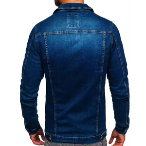 Chaqueta vaquera para hombre, chaqueta vaquera elástica de camionero de algodón con parches personalizados, chaqueta de calle con estilo Premium para hombre - Product Image 2