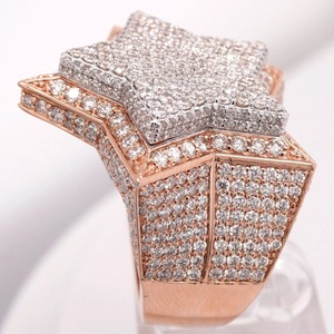 Meilleur rappeur populaire CVD Lab R B GEMS IGI Certified 925 Sterling Silver Pave Clear Moissanite 14K Rose Gold 3DStar Bague pour homme - Product Image 6