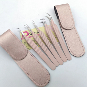 Pinzas para pestañas Nano Grip de 45 y 90 grados, las mejores pinzas de acero inoxidable con volumen curvo, etiqueta privada personalizada con revestimiento de Color - Product Image 1