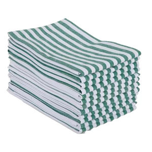 Toalla de cocina con patrón de rayas de Golf de 100% algodón, secado rápido y sostenible para uso doméstico, técnicas tejidas a cuadros azules - Product Image 1