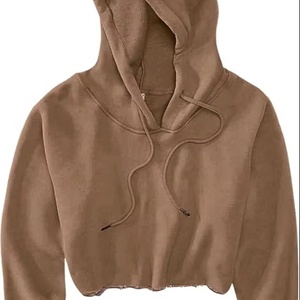 Sudaderas cortas de forro polar personalizadas para mujer, con cordón ajustable y algodón suave, ideales para el gimnasio y uso casual. - Product Image 1