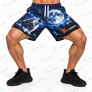 Tiierwear Short de bain pour homme à imprimé Lune de loup, séchage rapide, décontracté, avec poches, taille mi-haute et cordon de serrage - Product Image 3