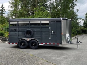 Double Axle Livestock <b>Trailer</b> Tandem Axle <b>Farm</b> Transport <b>Trailer</b> with Side Storage and Spare Tire - Product Image 4