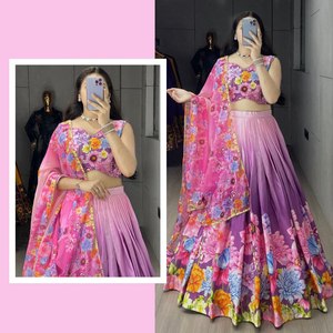 Tela Georgette de calidad superior con estampado floral Lehenga Choli mejor colección para fiestas nueva ropa India pakistaní para - Product Image 6