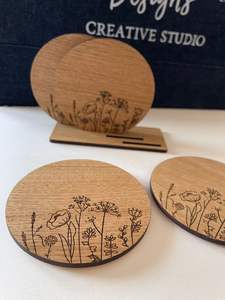 Sustainable Handmade Wooden <b>Drink</b> <b>Coasters</b> | Natural Solid Wood Tea Coffee <b>Coasters</b> Set | Stylish Eco Friendly Table Deco - Product Image 4