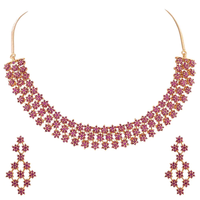 Collier et boucles d'oreilles Star Cluster Red cz Ruby parures de bijoux en plaqué or 18 carats pour femmes bijoux de mariage en diamant américain