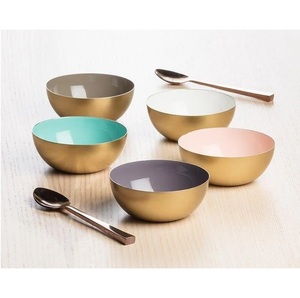 Bol de service alimentaire en aluminium enduit d'émail de forme ronde pour ustensiles de cuisine Table à manger vaisselle ensembles de bols de service - Product Image 4