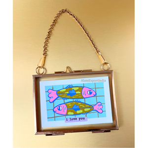 Unique Design <b>Gold</b> Finished Clear Glass Hanging Rectangle Mini <b>Photo</b> <b>Frame</b> Pressed Picture Flower Wall Decorative Home Office - Product Image 2