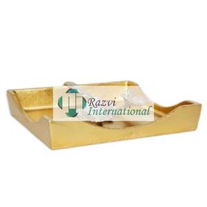 <b>Tissue</b> Holder With Glass Base and Gold Ruffled Edges Top Quality Gold Color <b>Tissue</b> Holder Attractive Design <b>for</b> <b>Wedding</b> & Party - Product Image 4