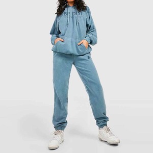 Light <b>Weight</b> Cotton Tracksuit for <b>Ladies</b> Casual Wear Oversized Streetwear Drop Shoulder Acid Wash Tracksuit - Product Image 1