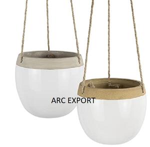 Jardinières à Fleurs Rondes en Métal de Couleur Blanche et Dorée pour la Maison Jardinières Décoratives d'Intérieur et d'Extérieur, Nouveau Design - Product Image 2