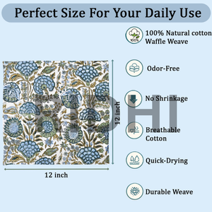 Essuie-tout en coton gaufré vert asperge, imprimé à la main, séchage rapide, absorbant, écologique, pour le nettoyage quotidien de la cuisine - Product Image 4